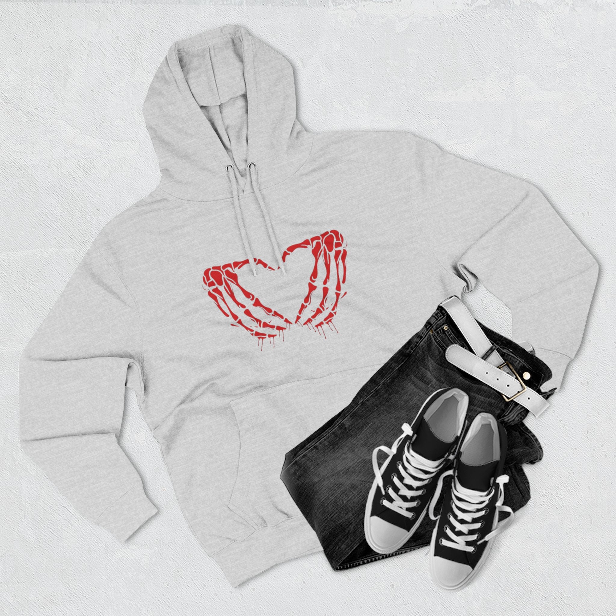 Heart & Eye Graphic Hoodie, Trendy Fleece Sweatshirt for Art Lovers, Unique Gift for Halloween, Edgy Cozy Wear, Perfect for Fall Layers