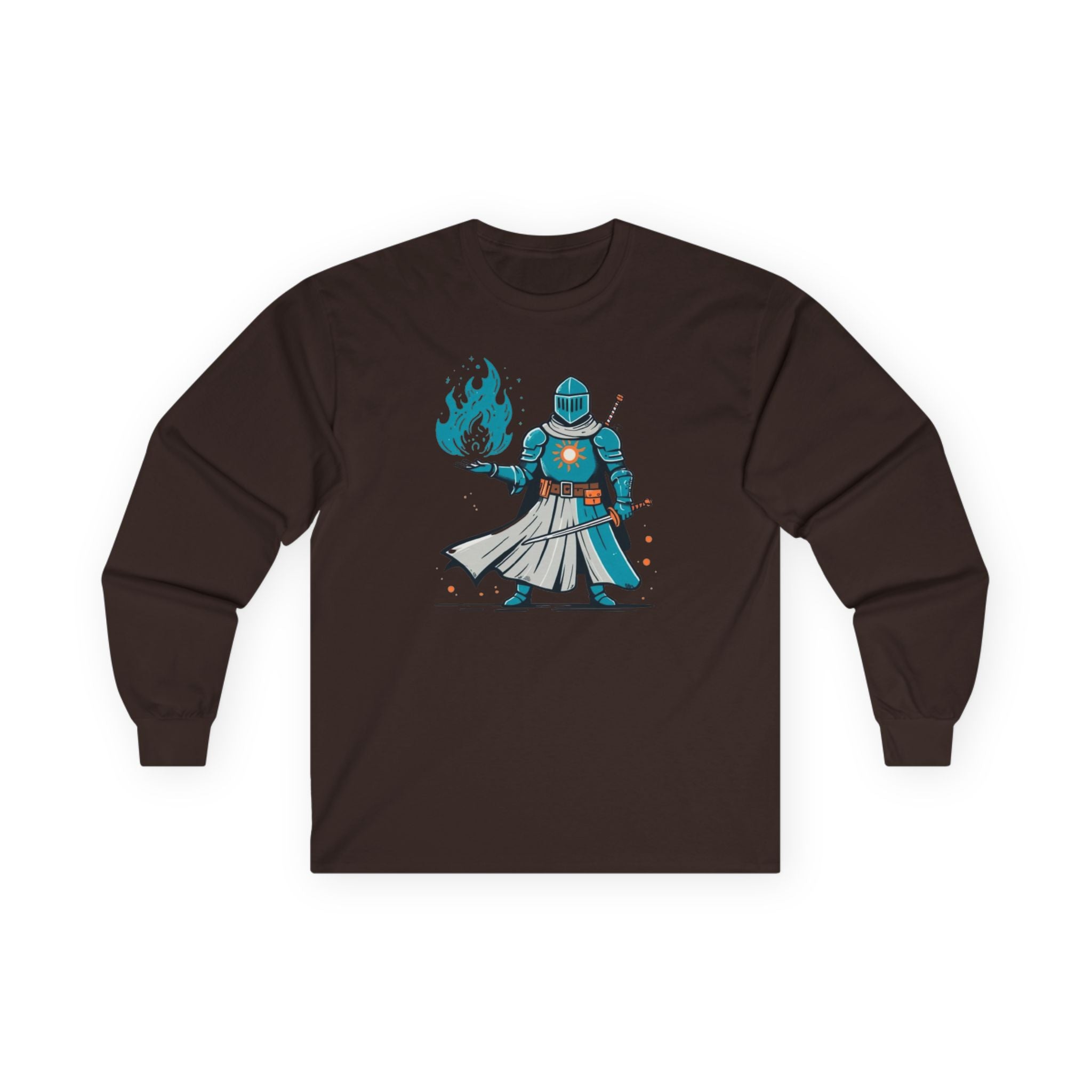 Fierce Adventurer Long Sleeve Tee - Perfect for Fantasy Fans, Cosplay Events, Gifts, Everyday Wear, Comfy Attire, Dark souls, medivial art