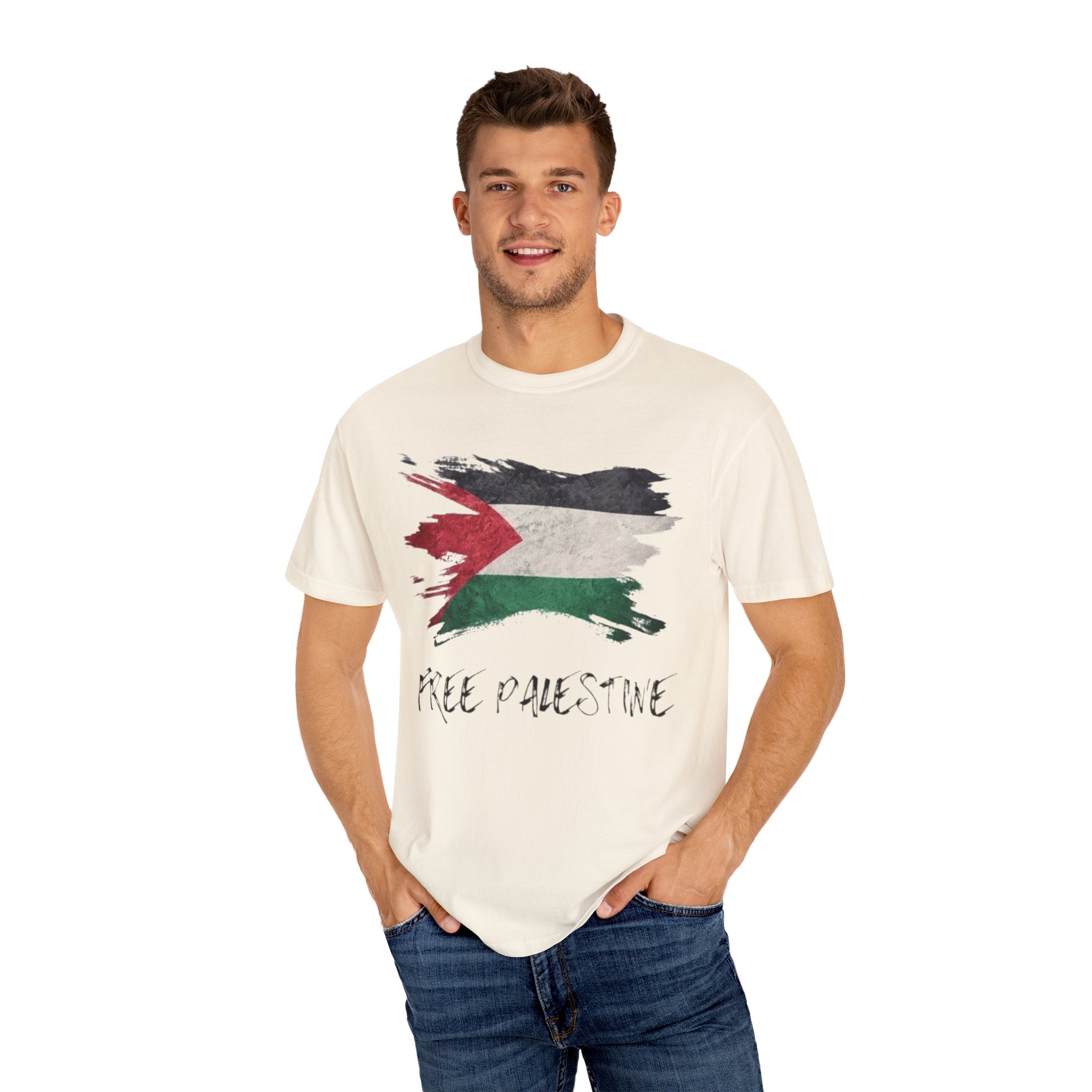 Free Palestine Garment-Dyed Unisex T-Shirt, Casual Wear, Activism Apparel, Gift for Supporters, Vintage Style Tee