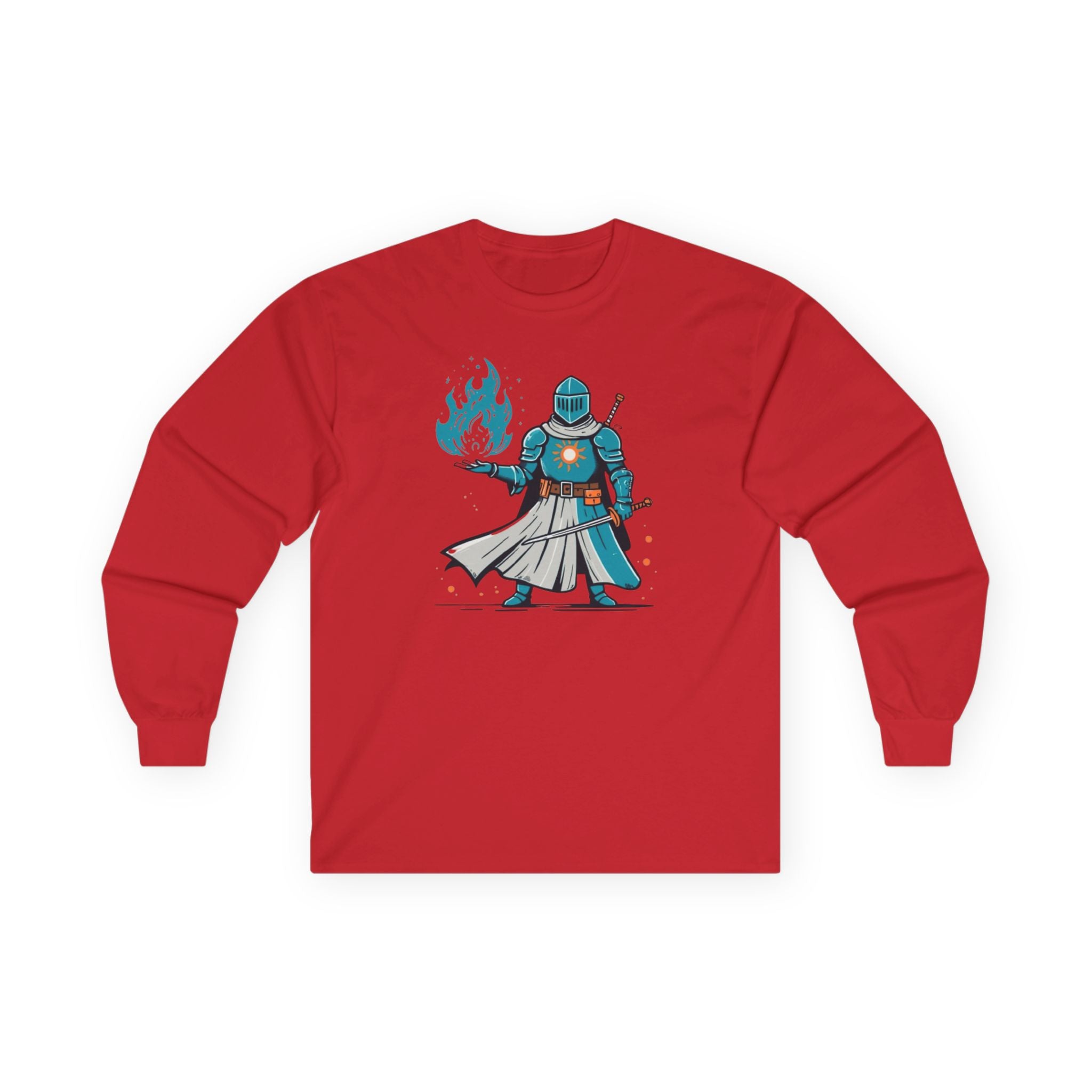 Fierce Adventurer Long Sleeve Tee - Perfect for Fantasy Fans, Cosplay Events, Gifts, Everyday Wear, Comfy Attire, Dark souls, medivial art