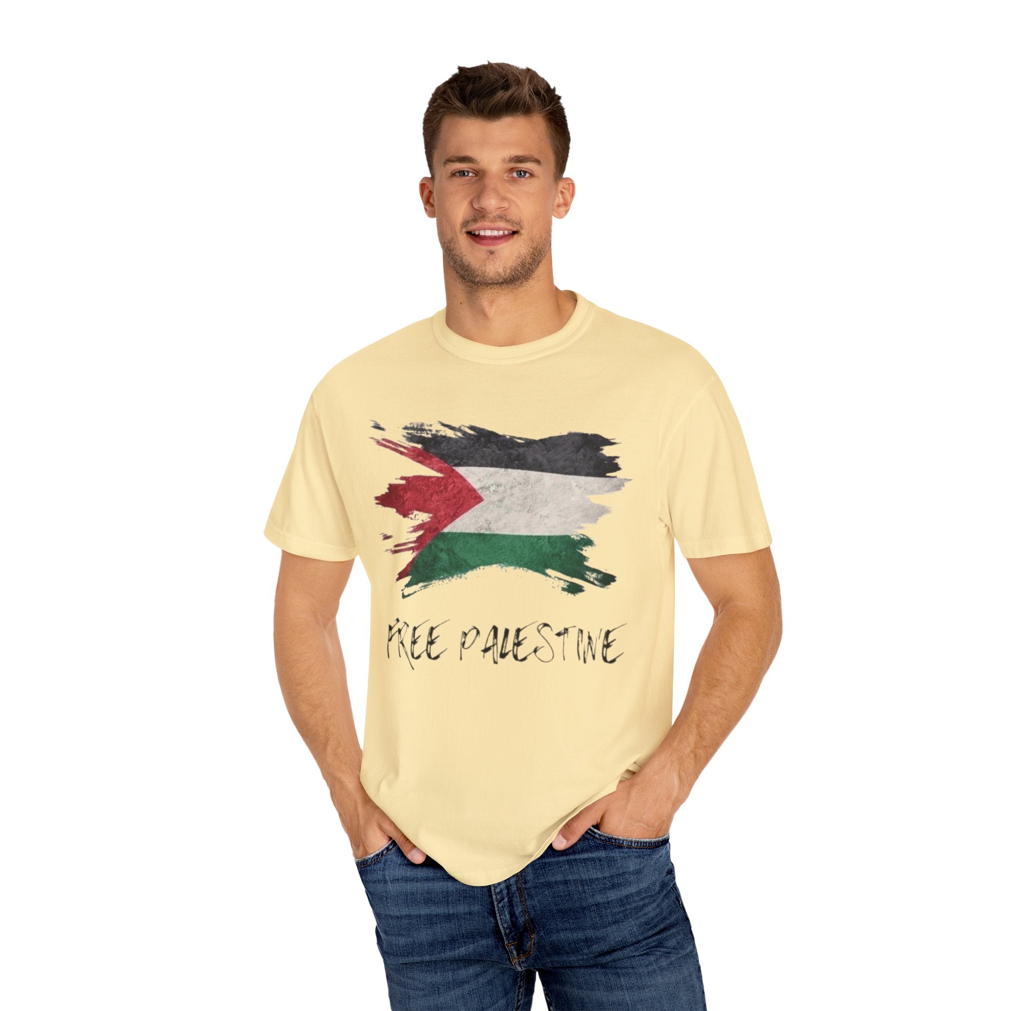 Free Palestine Garment-Dyed Unisex T-Shirt, Casual Wear, Activism Apparel, Gift for Supporters, Vintage Style Tee