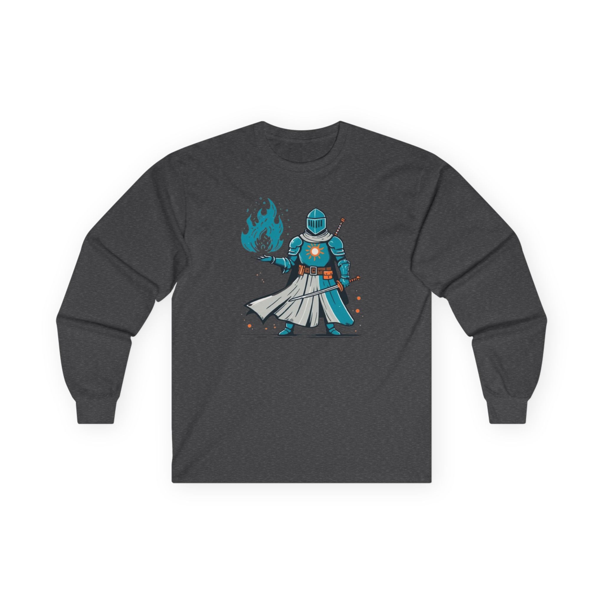 Fierce Adventurer Long Sleeve Tee - Perfect for Fantasy Fans, Cosplay Events, Gifts, Everyday Wear, Comfy Attire, Dark souls, medivial art
