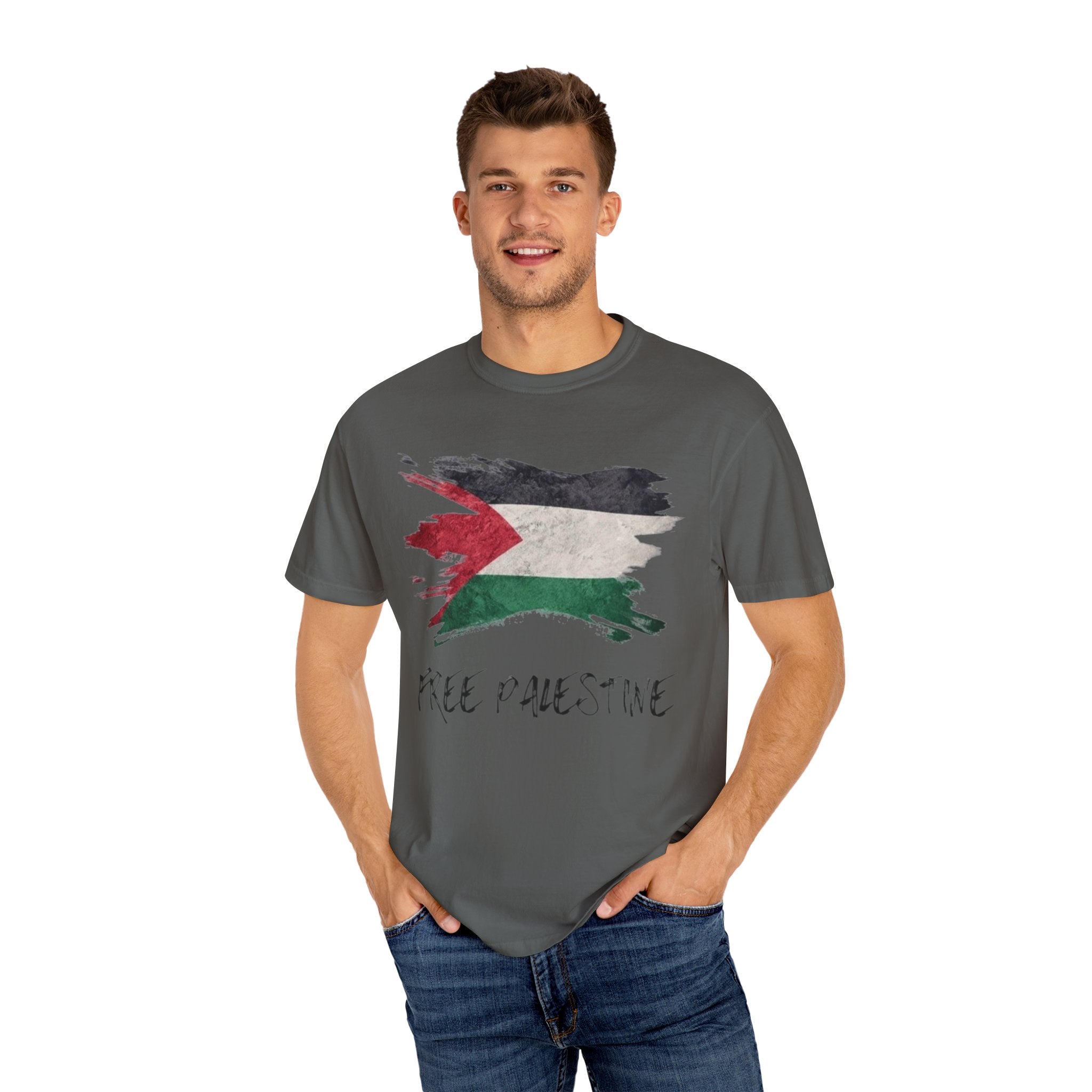 Free Palestine Garment-Dyed Unisex T-Shirt, Casual Wear, Activism Apparel, Gift for Supporters, Vintage Style Tee