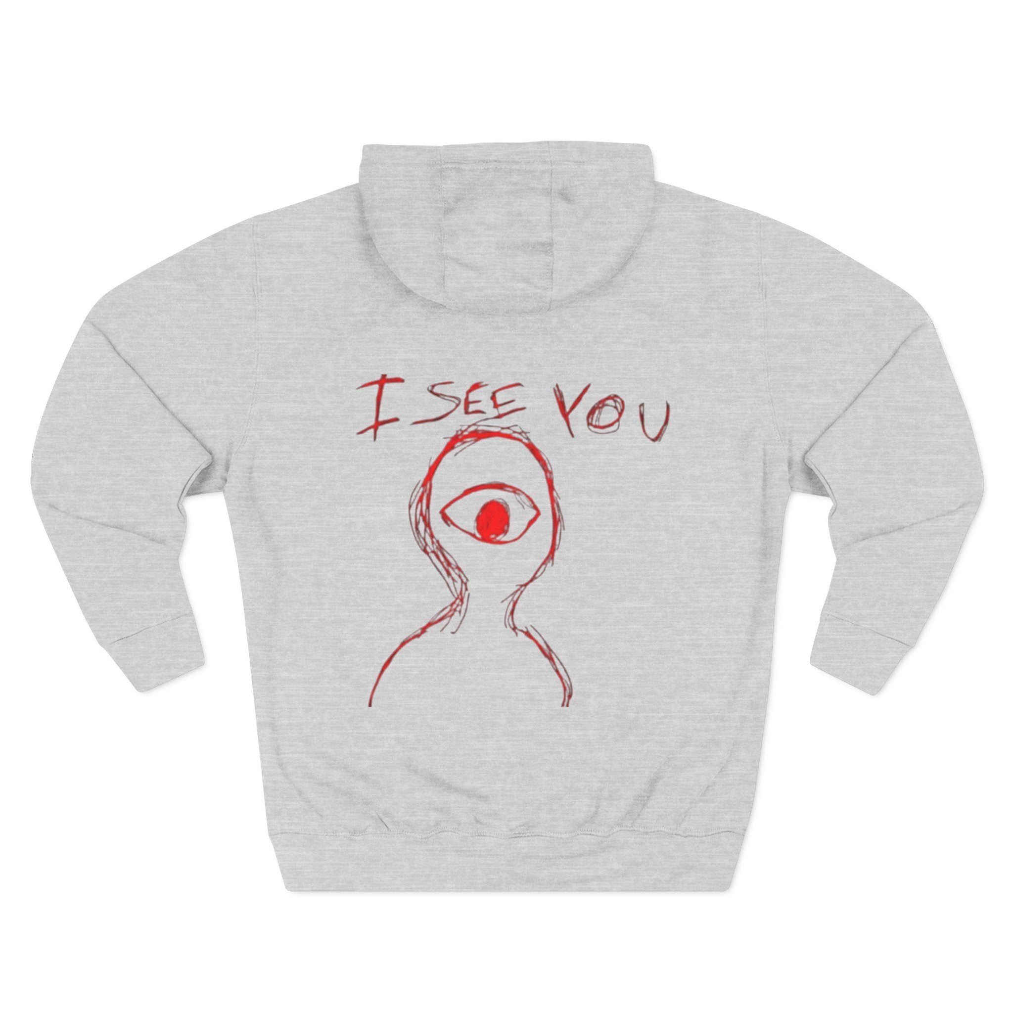 Heart & Eye Graphic Hoodie, Trendy Fleece Sweatshirt for Art Lovers, Unique Gift for Halloween, Edgy Cozy Wear, Perfect for Fall Layers