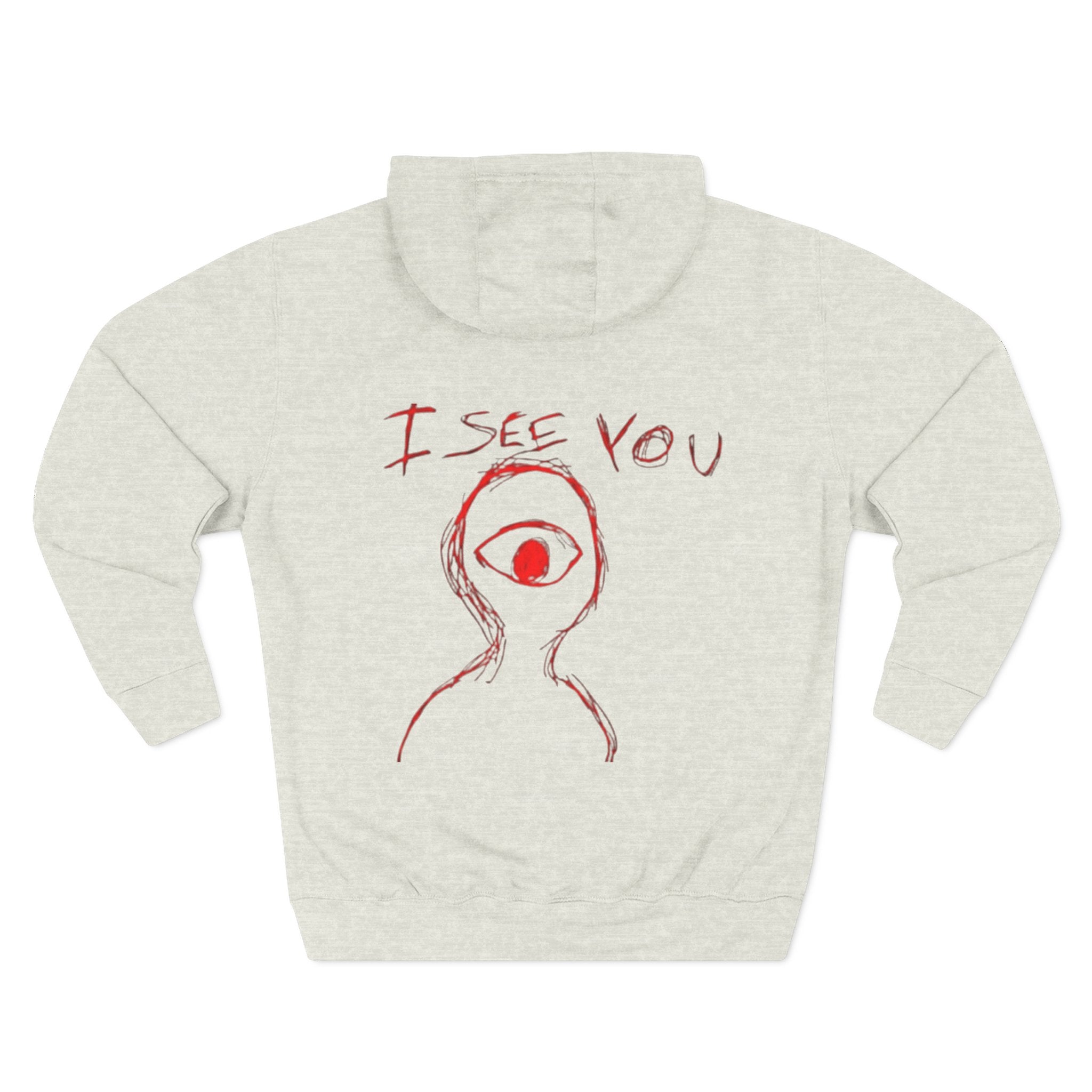 Heart & Eye Graphic Hoodie, Trendy Fleece Sweatshirt for Art Lovers, Unique Gift for Halloween, Edgy Cozy Wear, Perfect for Fall Layers