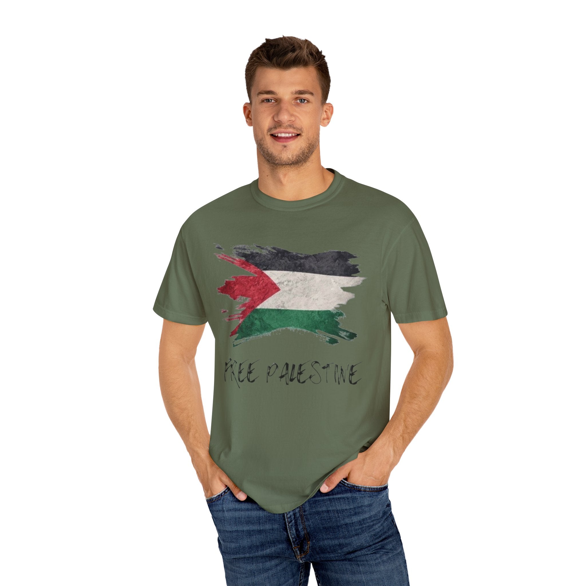 Free Palestine Garment-Dyed Unisex T-Shirt, Casual Wear, Activism Apparel, Gift for Supporters, Vintage Style Tee