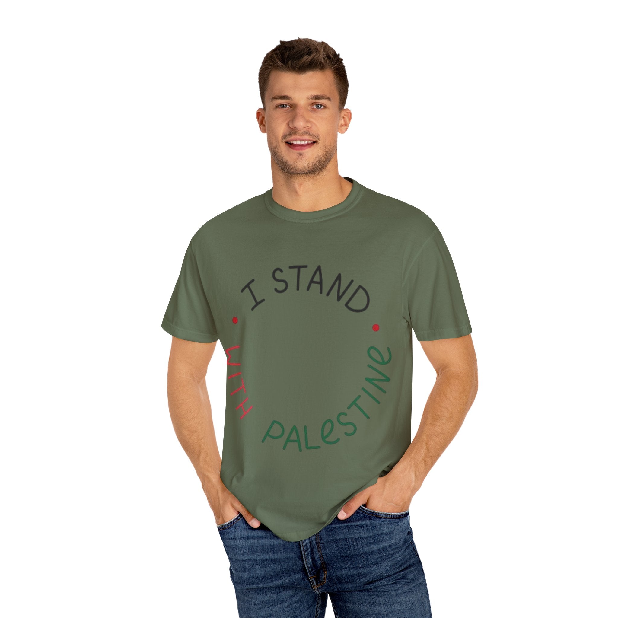 Unisex Garment-Dyed T-Shirt - I Stand with Palestine, Activist Apparel, Social Justice Clothing, Ethical Fashion, Gift for Change-Makers