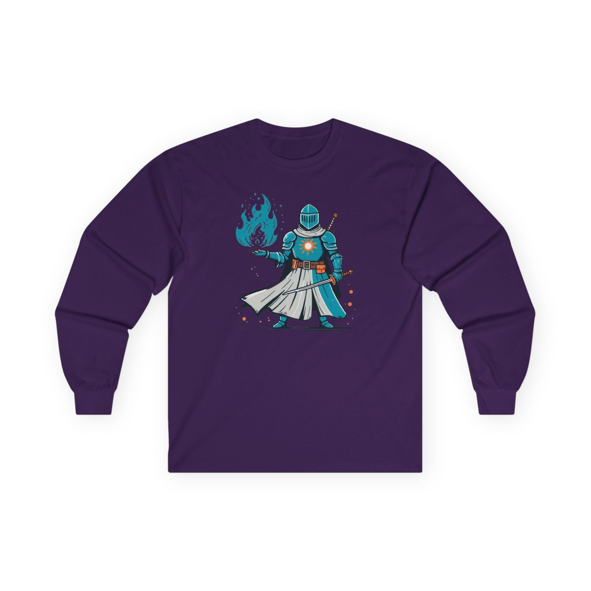 Fierce Adventurer Long Sleeve Tee - Perfect for Fantasy Fans, Cosplay Events, Gifts, Everyday Wear, Comfy Attire, Dark souls, medivial art