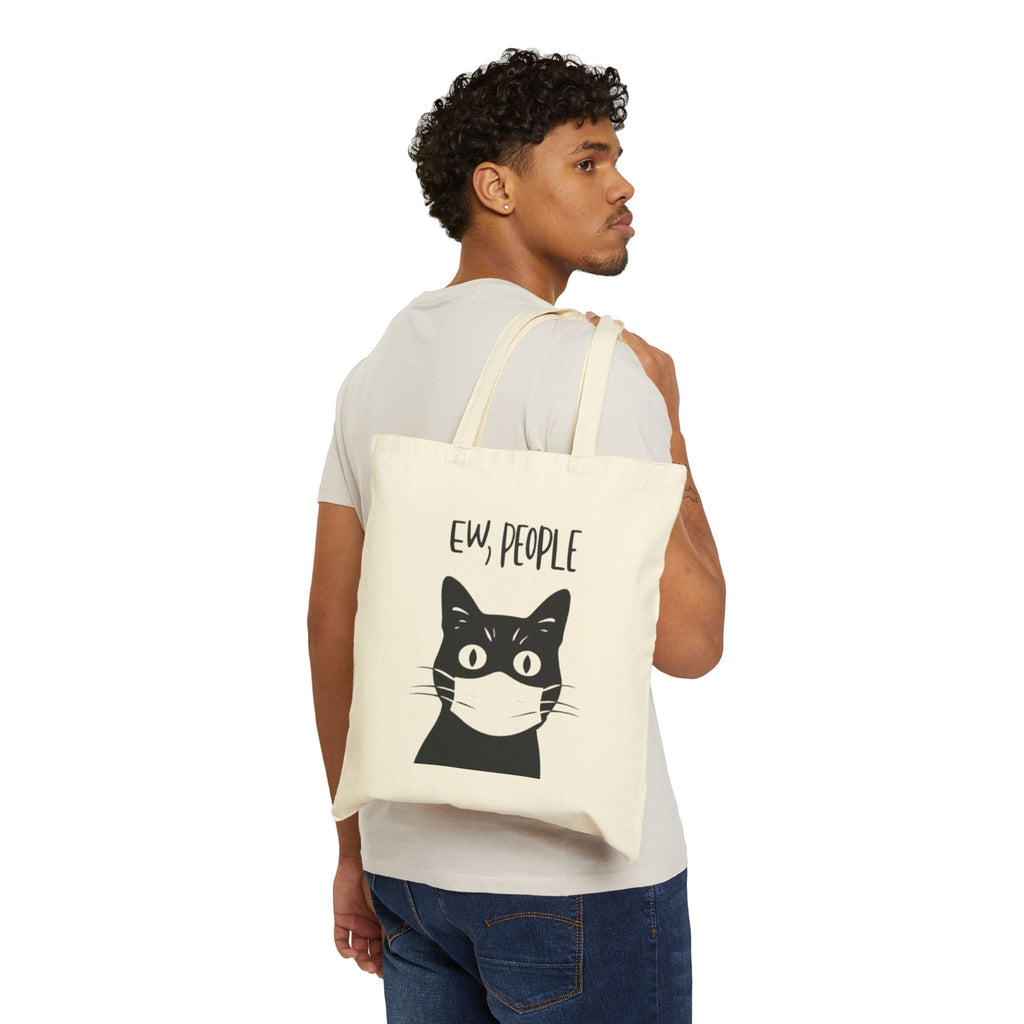 Playful Cat Tote Bag - EW, PEOPLE | Eco-Friendly Canvas Bag for Cat Lovers, Shopping, Gifts, Everyday Use, Beach