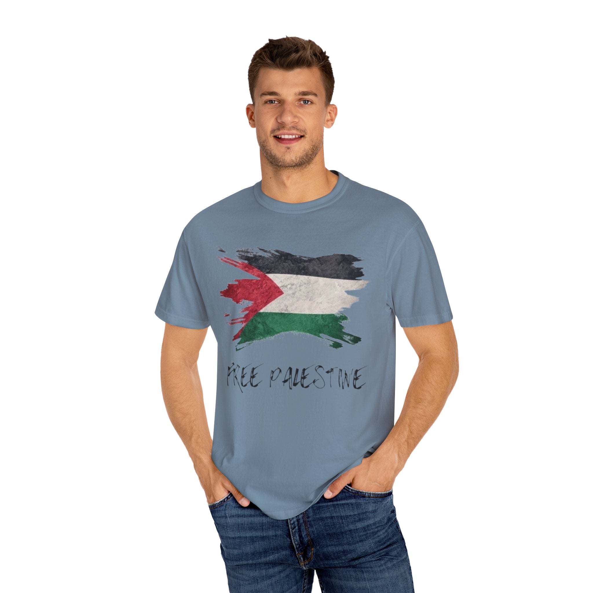 Free Palestine Garment-Dyed Unisex T-Shirt, Casual Wear, Activism Apparel, Gift for Supporters, Vintage Style Tee
