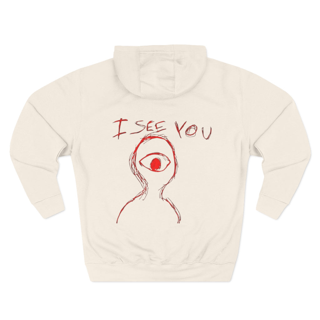 Heart & Eye Graphic Hoodie, Trendy Fleece Sweatshirt for Art Lovers, Unique Gift for Halloween, Edgy Cozy Wear, Perfect for Fall Layers