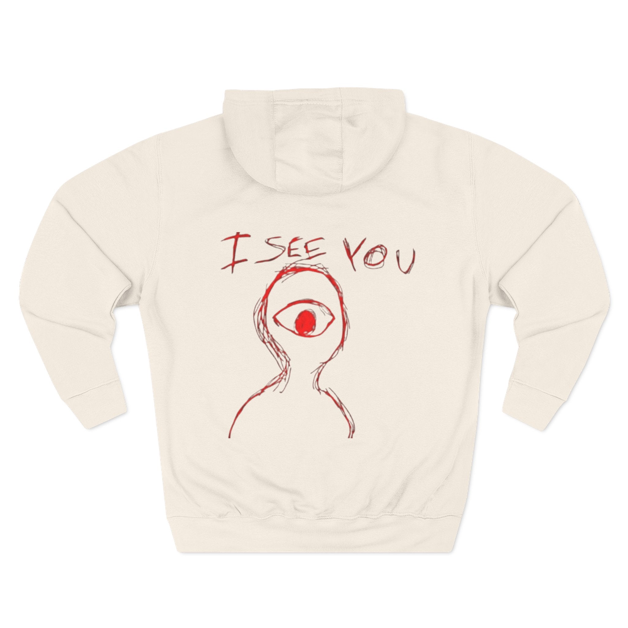 Heart & Eye Graphic Hoodie, Trendy Fleece Sweatshirt for Art Lovers, Unique Gift for Halloween, Edgy Cozy Wear, Perfect for Fall Layers