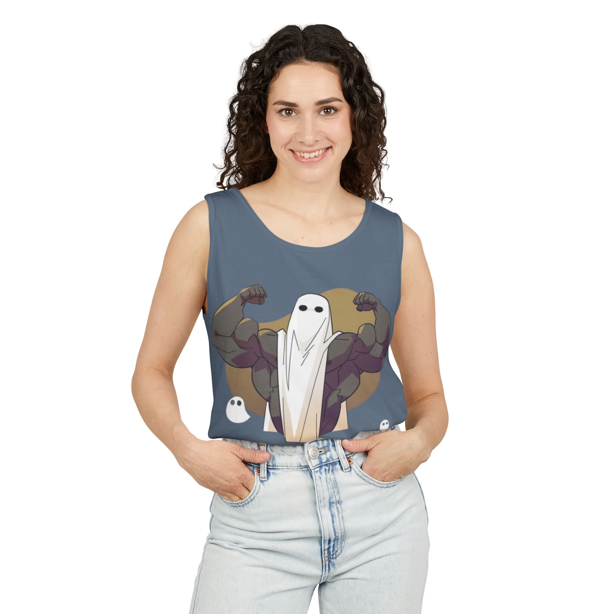 Vintage Distressed Unisex Tank Top - Retro Gym Ghost Shirt, Muscle Tee, Workout Sleeveless Top, Fitness Tank, Athletic Wear