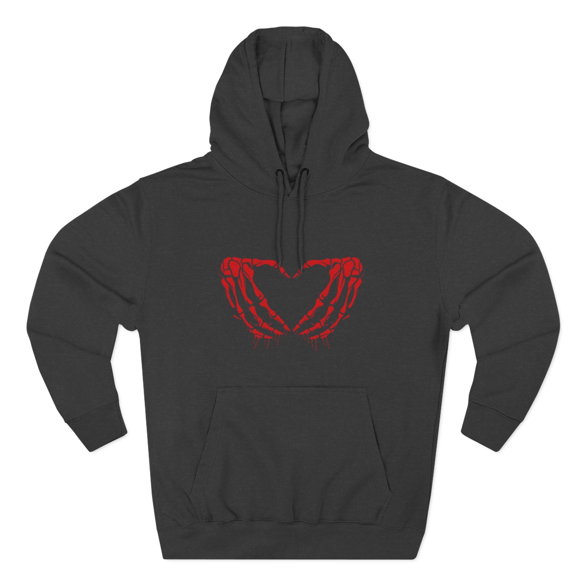 Heart & Eye Graphic Hoodie, Trendy Fleece Sweatshirt for Art Lovers, Unique Gift for Halloween, Edgy Cozy Wear, Perfect for Fall Layers