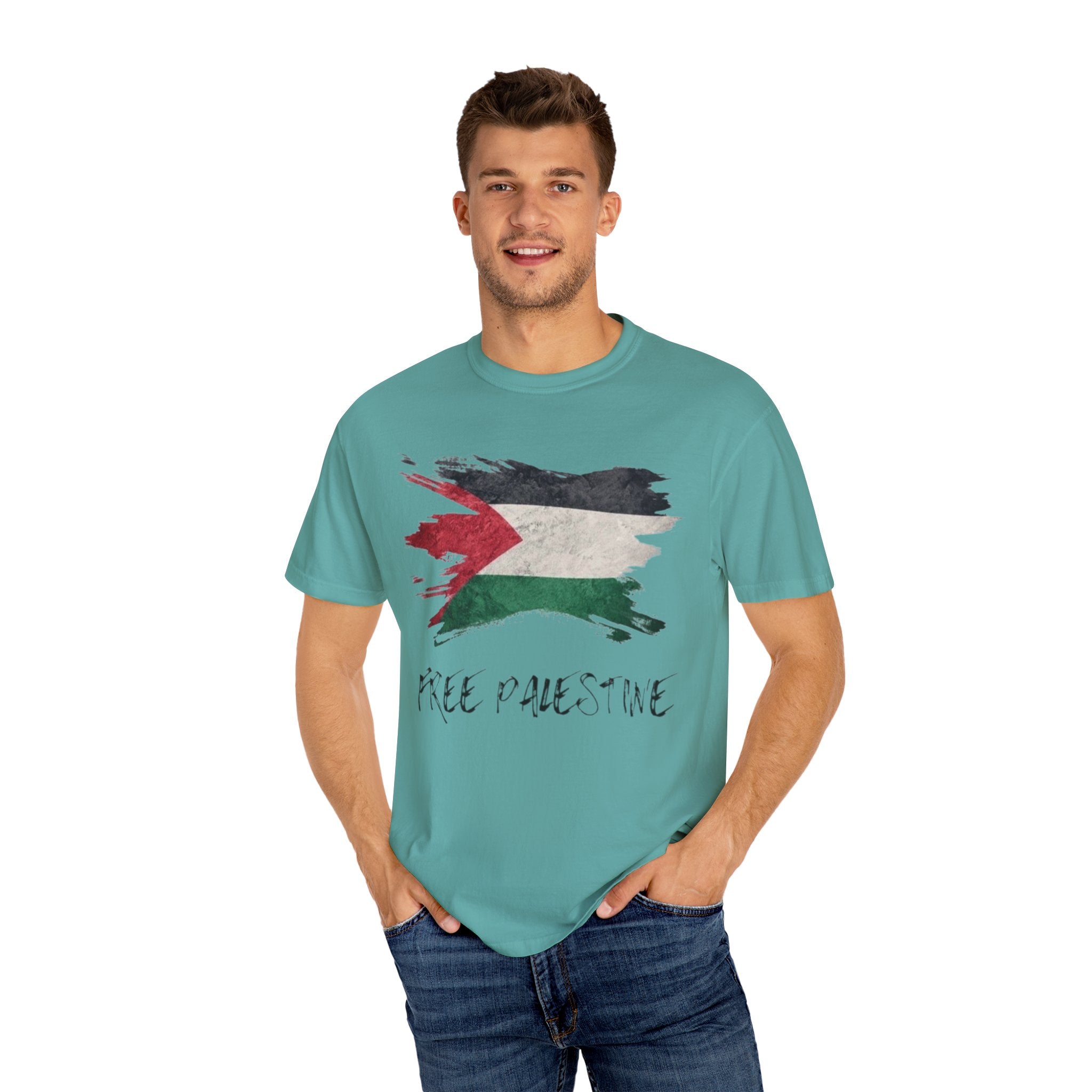 Free Palestine Garment-Dyed Unisex T-Shirt, Casual Wear, Activism Apparel, Gift for Supporters, Vintage Style Tee