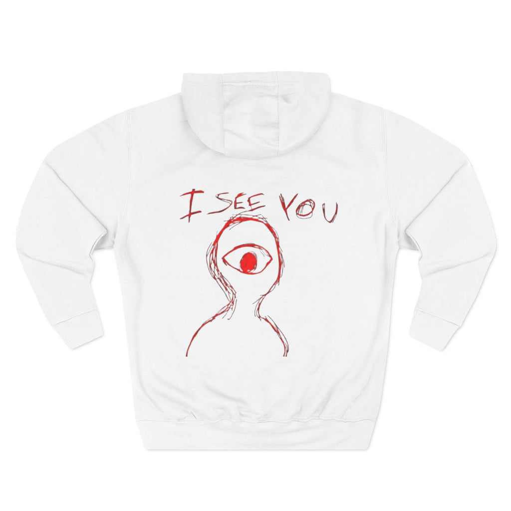 Heart & Eye Graphic Hoodie, Trendy Fleece Sweatshirt for Art Lovers, Unique Gift for Halloween, Edgy Cozy Wear, Perfect for Fall Layers