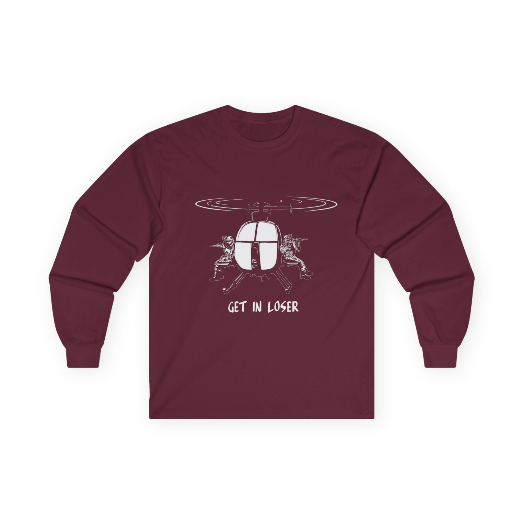 Get in Loser Long Sleeve Tee, Casual Graphic Tee for Friends, Perfect Gift for Birthdays, Gaming Sessions, and Funny Occasions