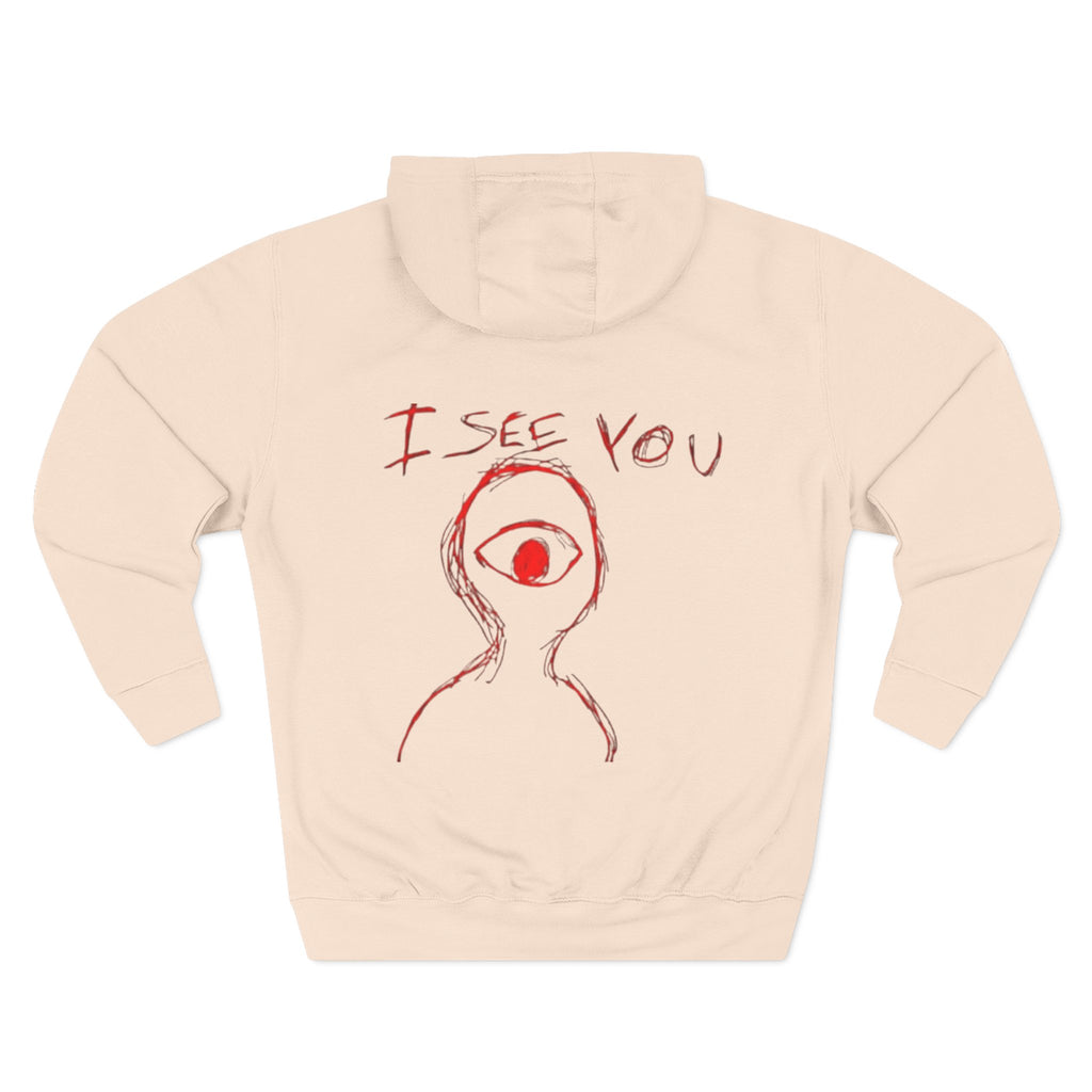 Heart & Eye Graphic Hoodie, Trendy Fleece Sweatshirt for Art Lovers, Unique Gift for Halloween, Edgy Cozy Wear, Perfect for Fall Layers