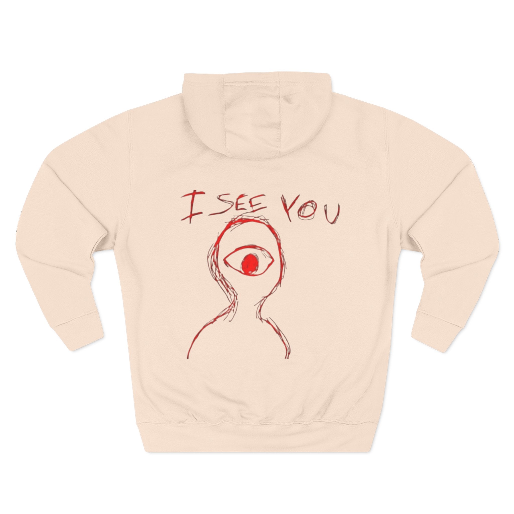 Heart & Eye Graphic Hoodie, Trendy Fleece Sweatshirt for Art Lovers, Unique Gift for Halloween, Edgy Cozy Wear, Perfect for Fall Layers