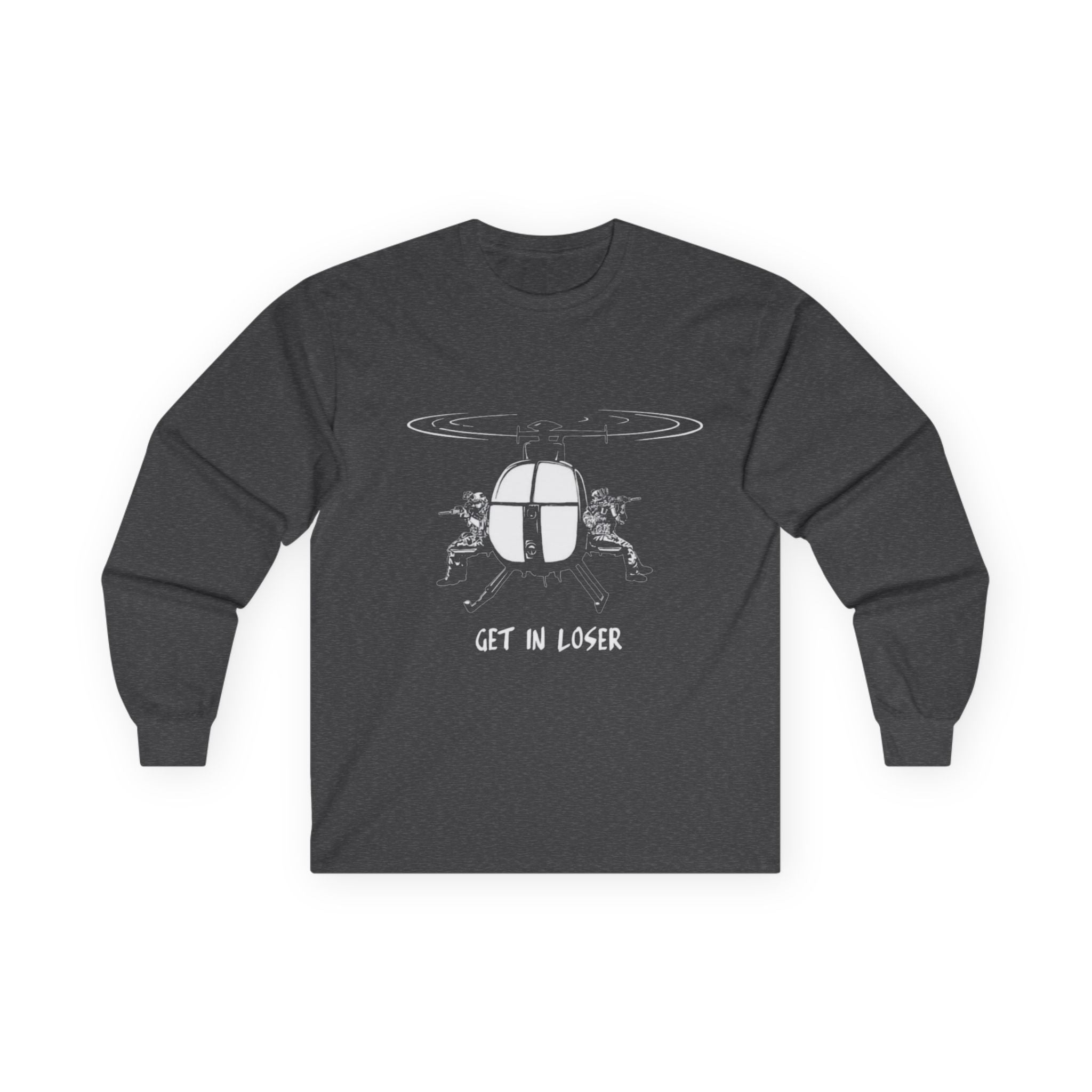 Get in Loser Long Sleeve Tee, Casual Graphic Tee for Friends, Perfect Gift for Birthdays, Gaming Sessions, and Funny Occasions