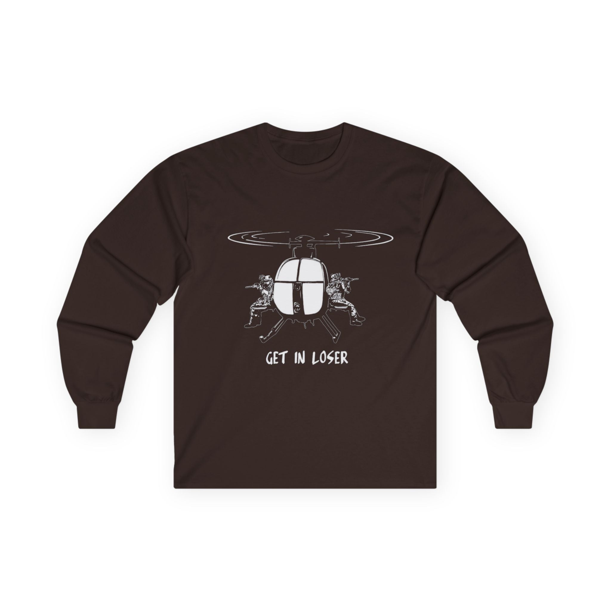 Get in Loser Long Sleeve Tee, Casual Graphic Tee for Friends, Perfect Gift for Birthdays, Gaming Sessions, and Funny Occasions