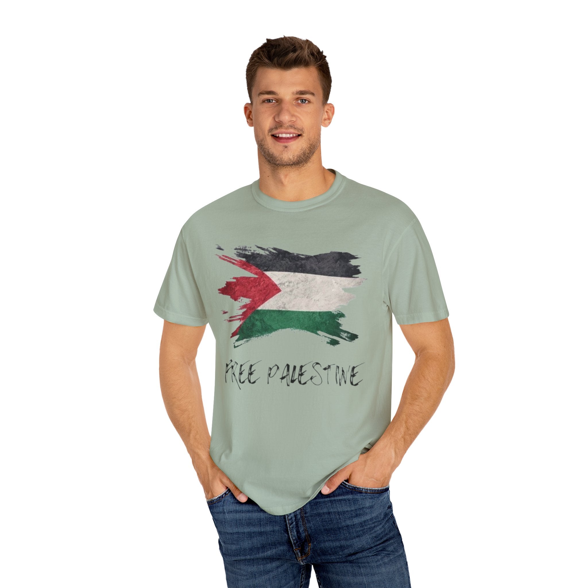 Free Palestine Garment-Dyed Unisex T-Shirt, Casual Wear, Activism Apparel, Gift for Supporters, Vintage Style Tee