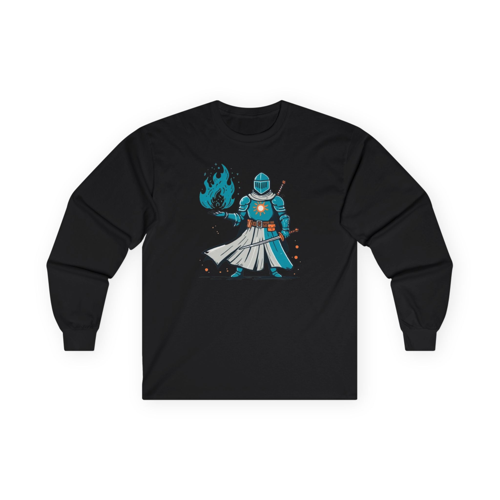 Fierce Adventurer Long Sleeve Tee - Perfect for Fantasy Fans, Cosplay Events, Gifts, Everyday Wear, Comfy Attire, Dark souls, medivial art