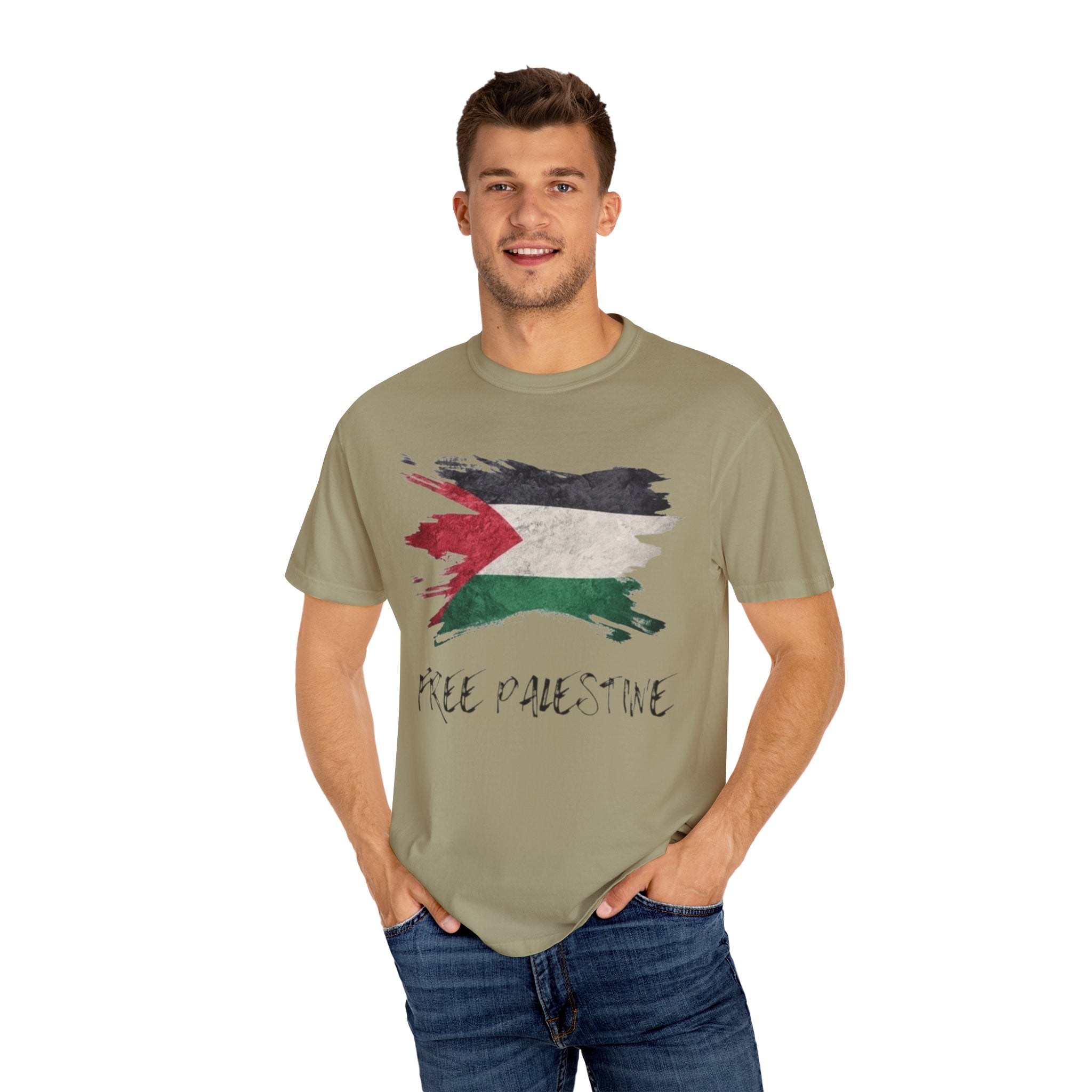 Free Palestine Garment-Dyed Unisex T-Shirt, Casual Wear, Activism Apparel, Gift for Supporters, Vintage Style Tee